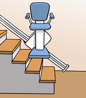 Eine Treppe mit einem Treppen-Lift.